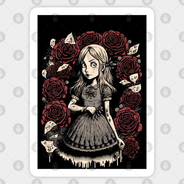 Alice in Wonderland: Dark Gothic Punk E-Girl Style Sticker by Greenbubble